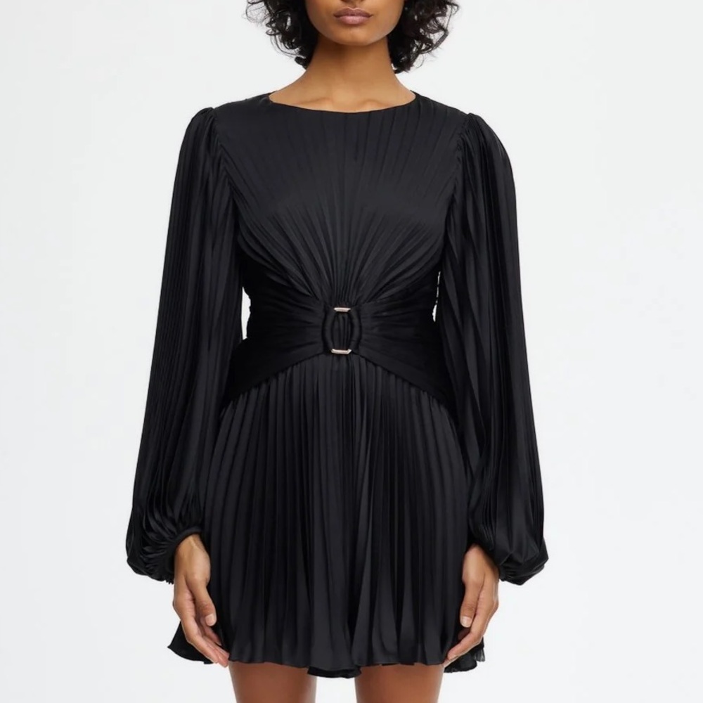 Acler Norseman Pleated Black Mini Dress